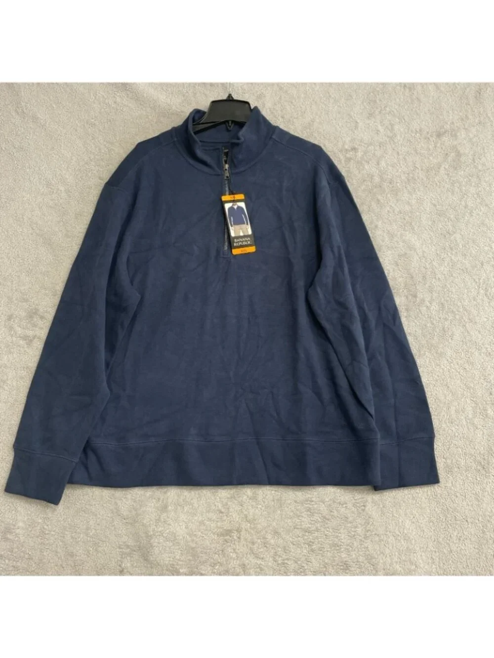 Banana Republic Men's XXL Navy Half-Zip Pullover Sweatshirt Cotton-Blend M1020